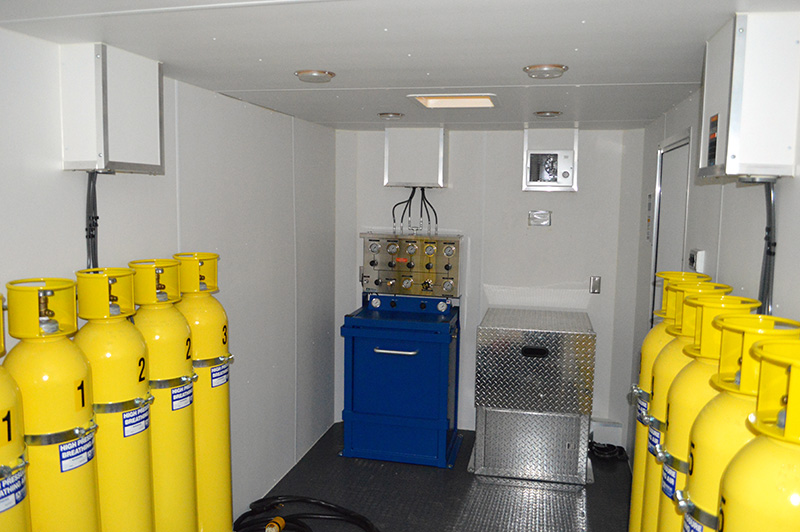 interior of air 12 trailer with units of air inside