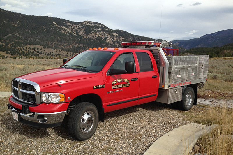 brush 12 firetruck with mountains in background